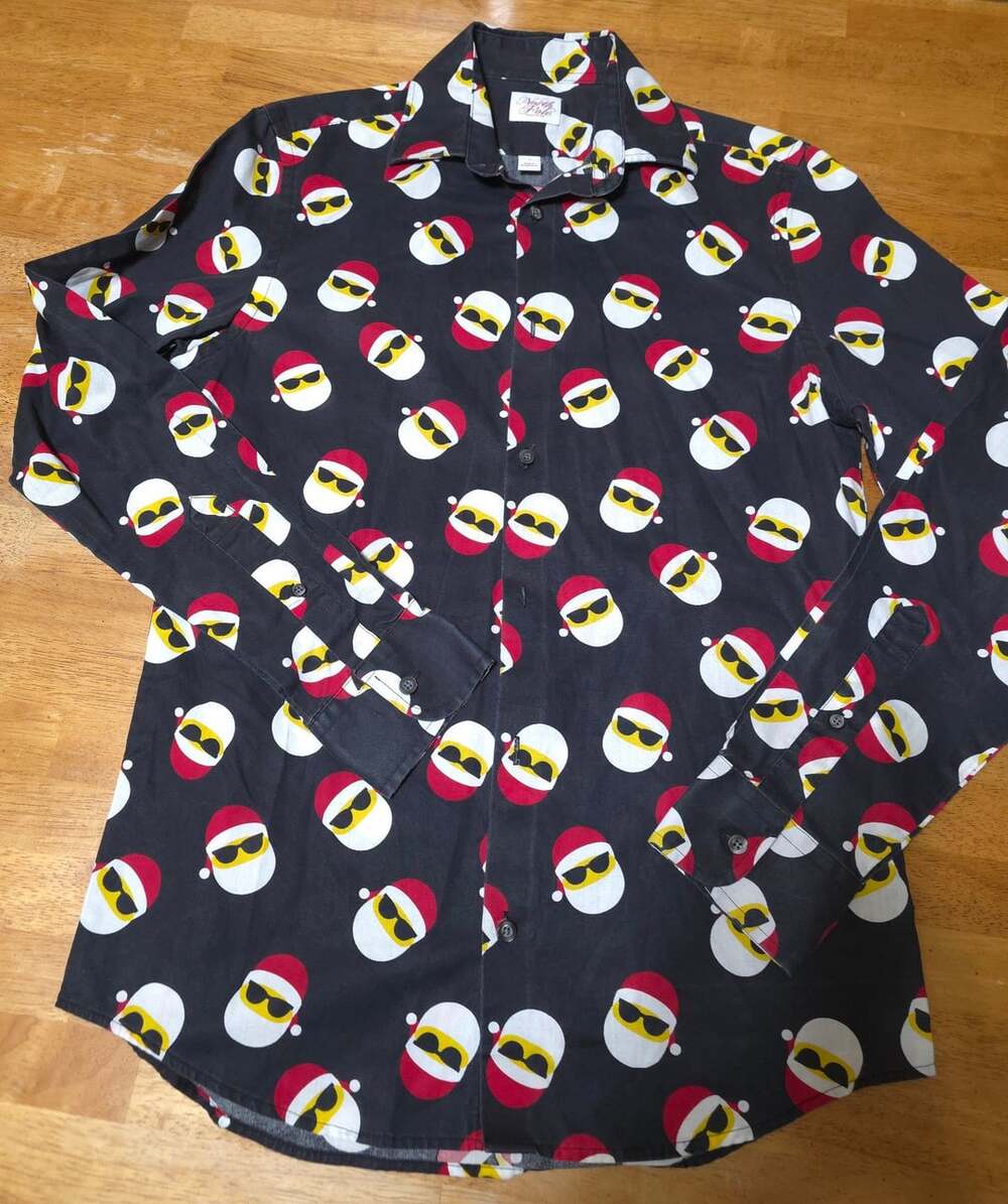 North Pole Trading Co Santa Sunglasses Long Sleeve Button Shirt Size S